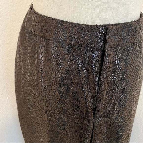Linda Allard Ellen Tracy Croc Look Straight Leg Metallic Pants Pockets 10P - Picture 2 of 10